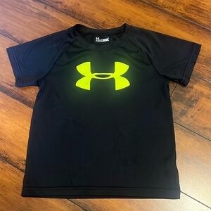 Under Armor Boys Youth size 6 heat gear shirt black and neon yellow